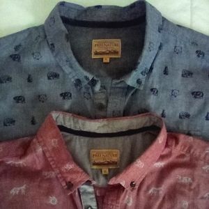 Set of 2 Casual Animal Pattern Free Nature Button Down Shirts
